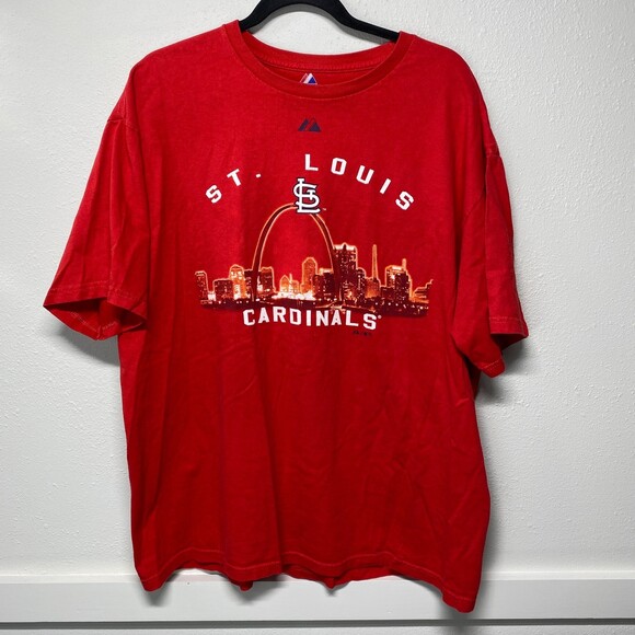 Majestic STL Cardinal St Louis Cardinals Graphic Tshirt Mens Size XL - Picture 1 of 7